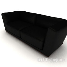 简约黑色商务双人沙发3d模型下载