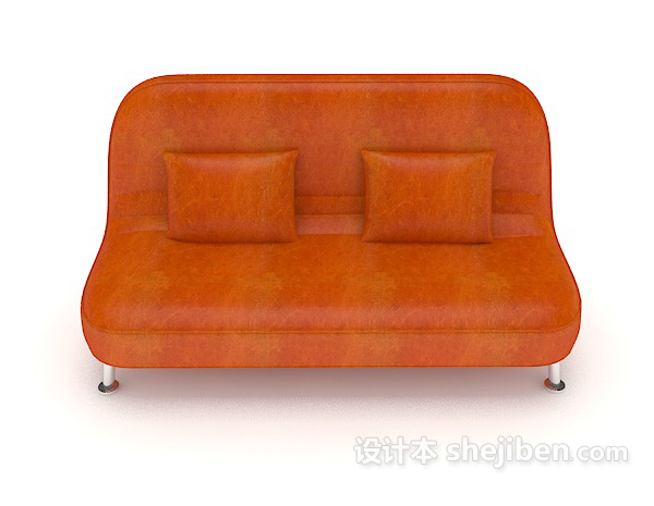 现代风格现代简约橙色双人沙发3d模型下载