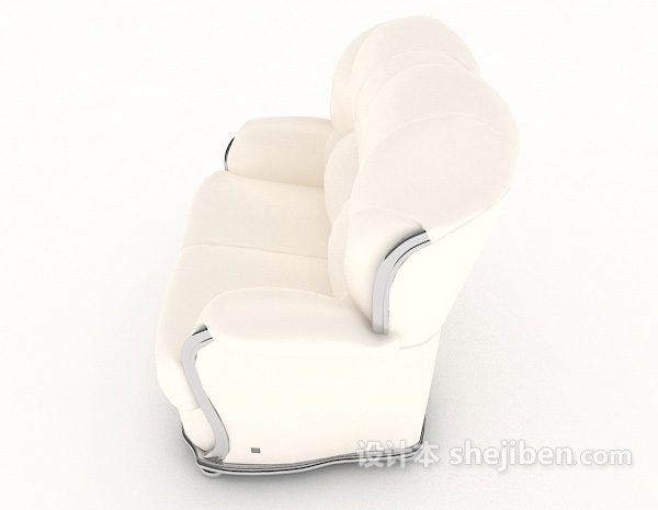 设计本欧式简约米白色双人沙发3d模型下载