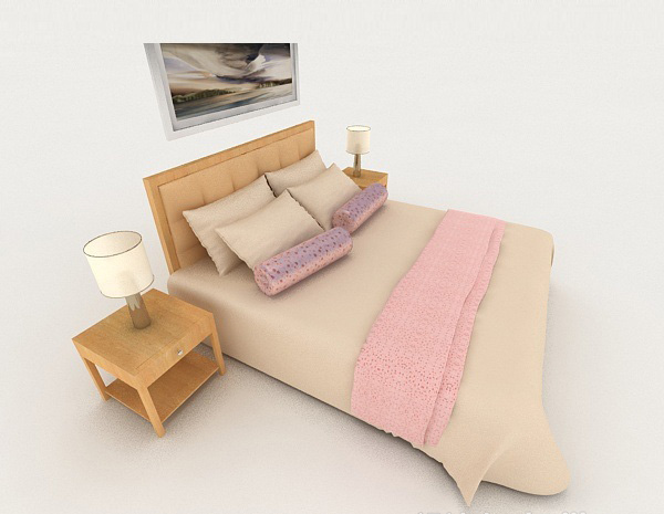 设计本现代实木床具3d模型下载
