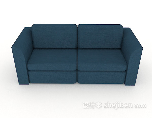 现代风格家居蓝色双人沙发3d模型下载