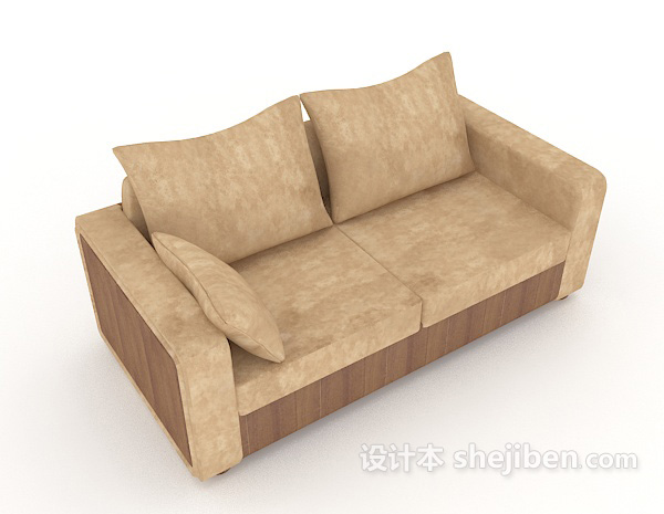 家居棕色简约双人沙发3d模型下载