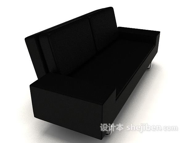 黑色简约商务双人沙发3d模型下载