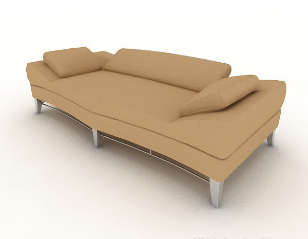 简约浅棕色双人沙发3d模型下载