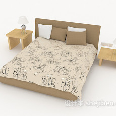 现代居家床3d模型下载