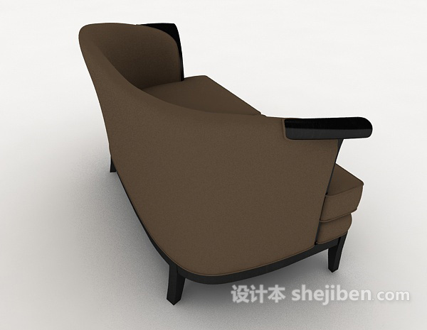 设计本简约木质棕色双人沙发3d模型下载