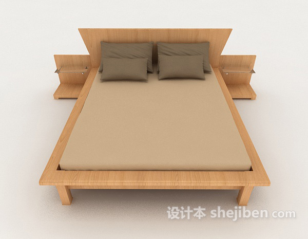 现代风格家居式简单双人床3d模型下载
