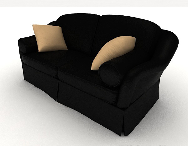 黑色简单双人沙发