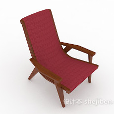 红色木质休闲椅子3d模型下载