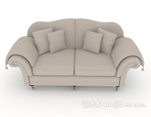 欧式风格欧式休闲简约灰色双人沙发3d模型下载