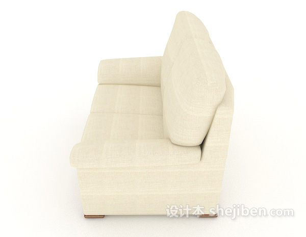 设计本家居简约米白色双人沙发3d模型下载
