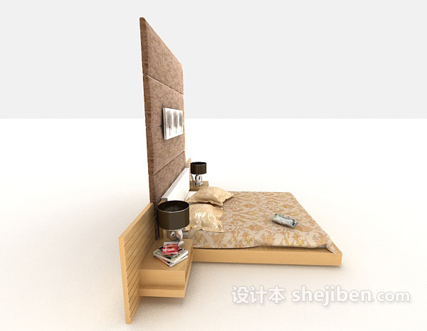 设计本居家简单双人床3d模型下载