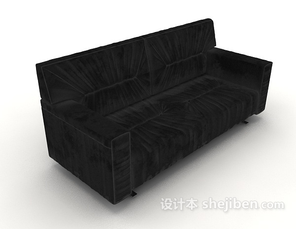 简单黑色多人沙发3d模型下载