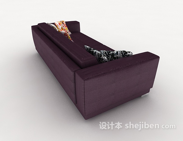 设计本紫色简单多人沙发3d模型下载