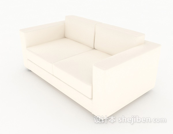 家居休闲简约白色双人沙发3d模型下载