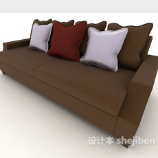 简单皮质双人沙发3d模型下载