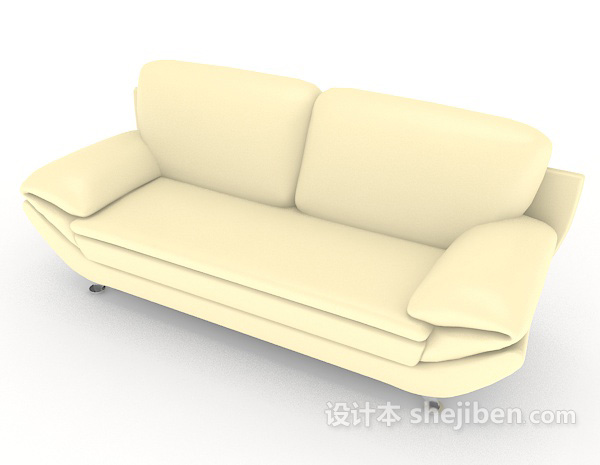 免费米黄色双人沙发3d模型下载
