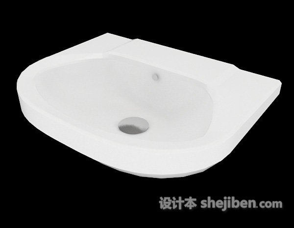 免费简单白色洗手池3d模型下载