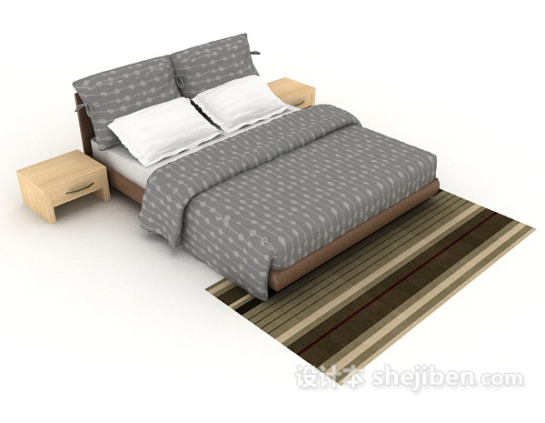 简单舒适双人床3d模型下载