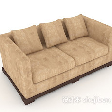 棕色木质家居双人沙发3d模型下载