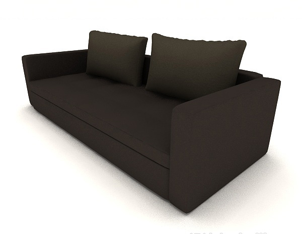 简单灰色系双人沙发3d模型下载