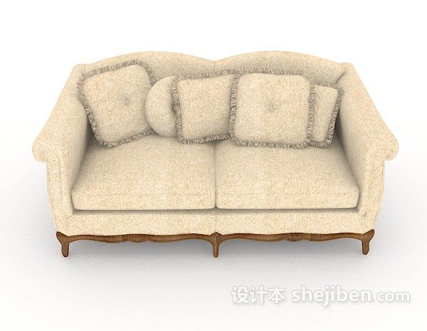 欧式风格欧式家居简单双人沙发3d模型下载