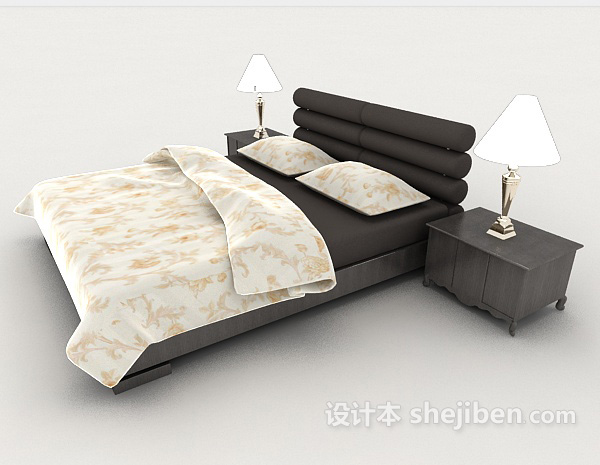 设计本现代家居简单双人床3d模型下载