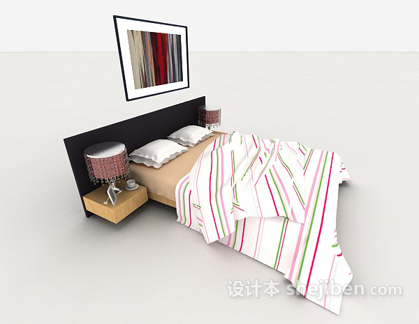 设计本简单现代床具3d模型下载