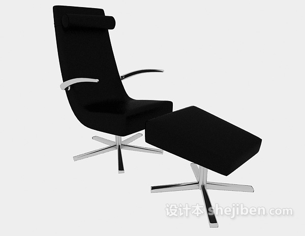 免费黑色躺椅3d模型下载