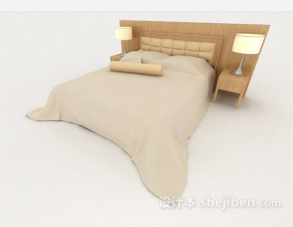 简单式双人床3d模型下载