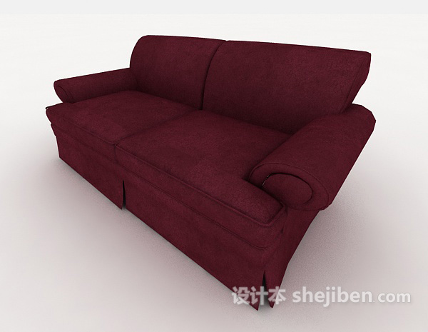 红色简单双人沙发