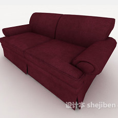 红色简单双人沙发3d模型下载