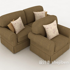 棕色简约居家沙发3d模型下载