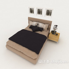 简单型现代居家双人床3d模型下载