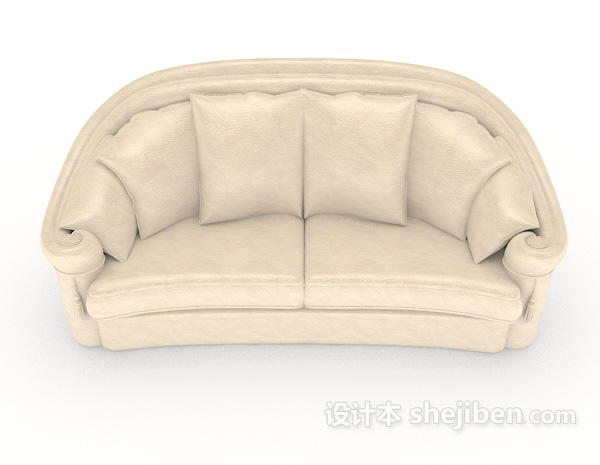 现代风格浅棕色家居简约双人沙发3d模型下载