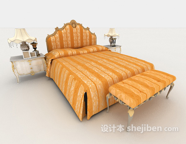 免费欧式清新家居床3d模型下载