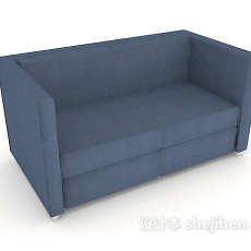 蓝色简单双人沙发3d模型下载