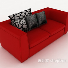 大红色居家双人沙发3d模型下载