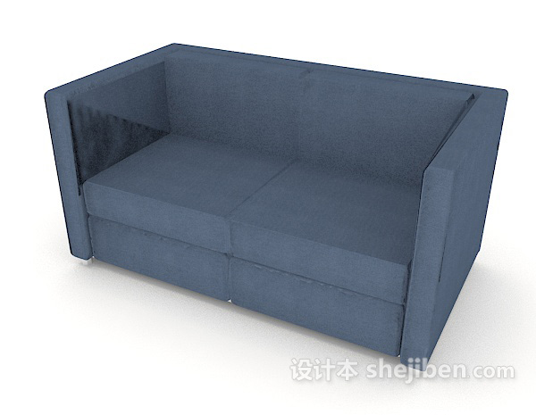 现代风格蓝色简单双人沙发3d模型下载