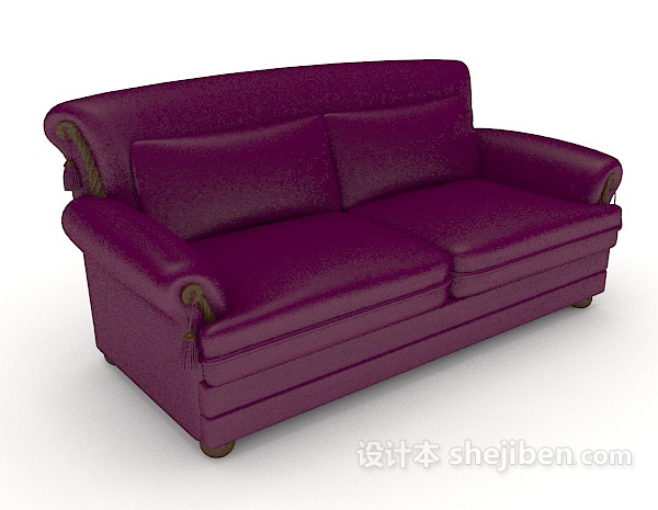 简约紫色双人沙发3d模型下载