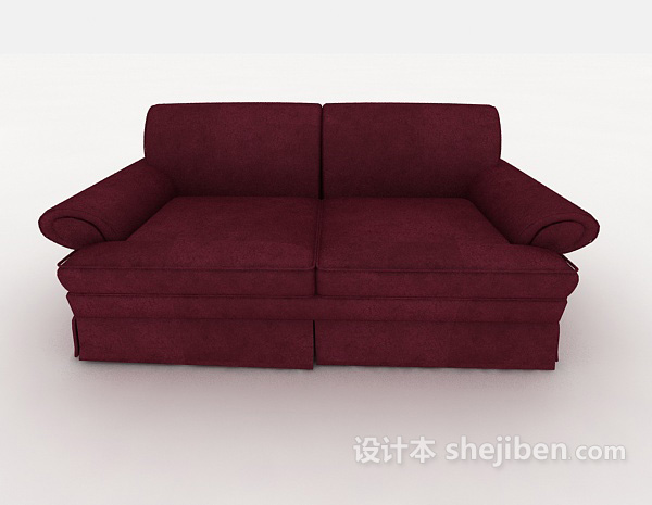 现代风格红色简单双人沙发3d模型下载