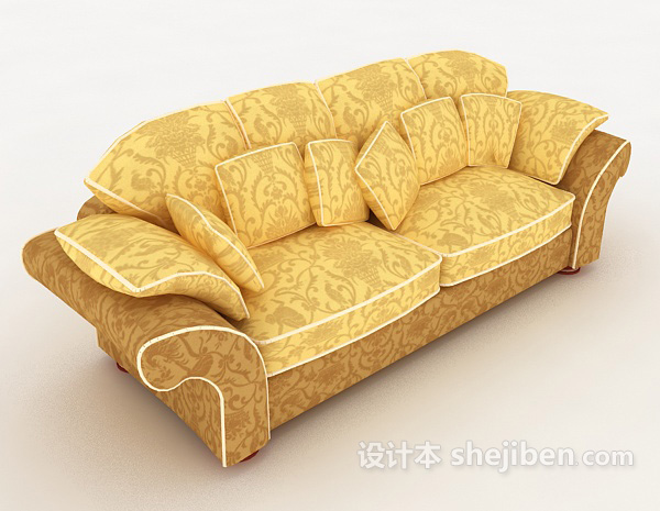 金色居家多人沙发3d模型下载