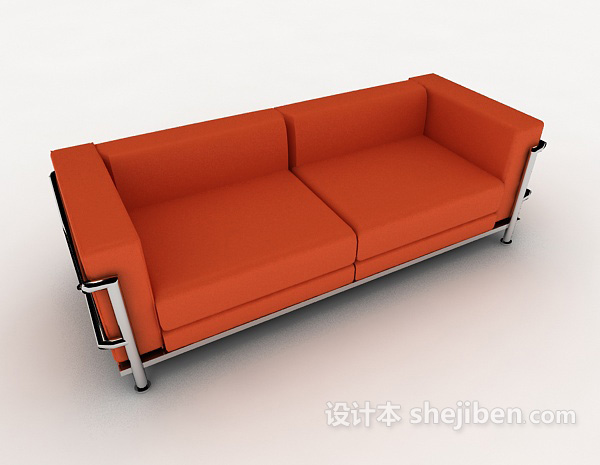 免费橙色居家双人沙发3d模型下载