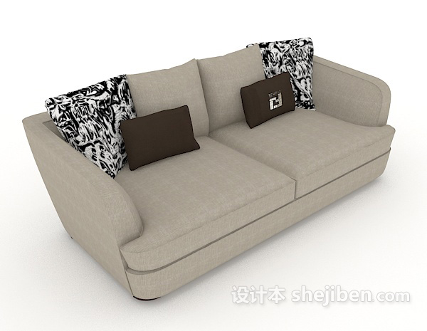 家居简约灰色双人沙发3d模型下载