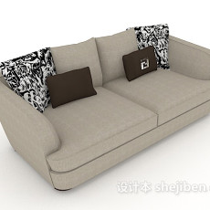 家居简约灰色双人沙发3d模型下载