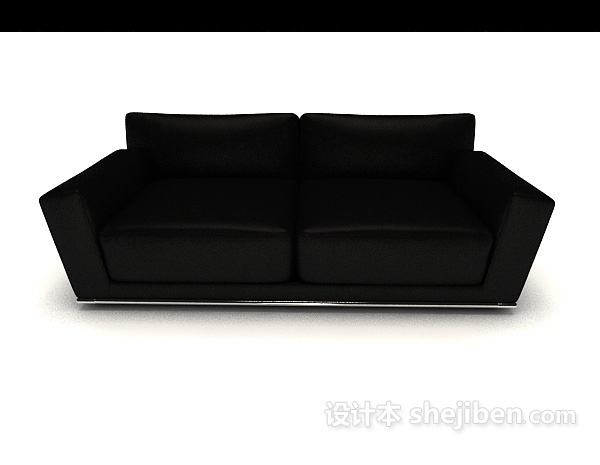 现代风格黑色现代简单双人沙发3d模型下载