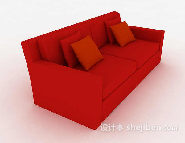 简约红色休闲双人沙发3d模型下载
