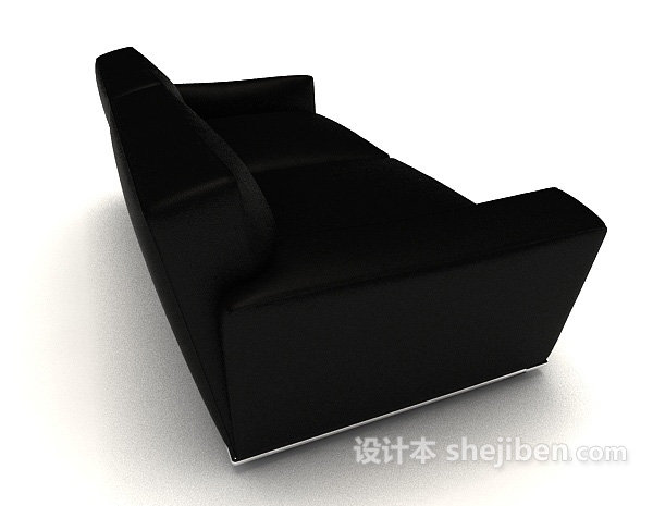 设计本黑色现代简单双人沙发3d模型下载