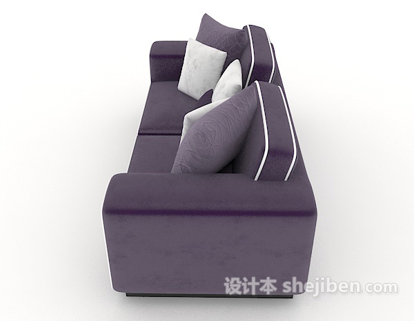 设计本家居紫色双人沙发3d模型下载
