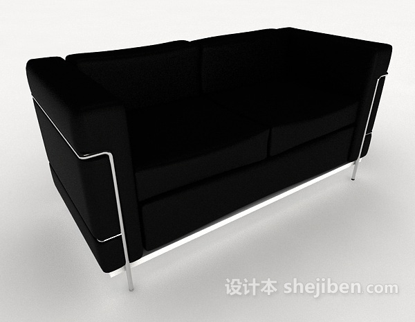 免费现代简约黑色双人沙发3d模型下载